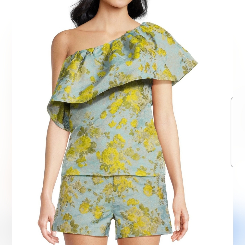 ABBY GLASS One Shoulder Print top